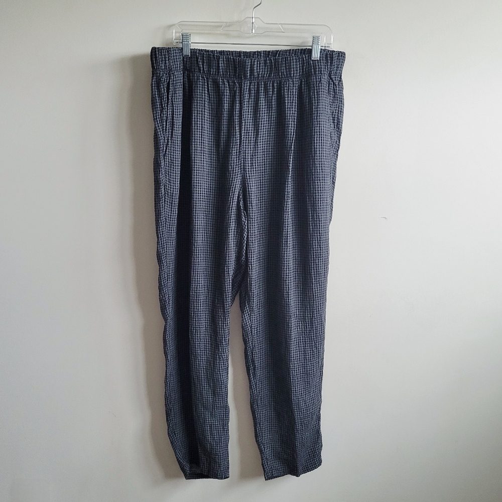 Eileen Fisher Puckered Organic Linen Tapered Pant Black Gray - Picture 6 of 11